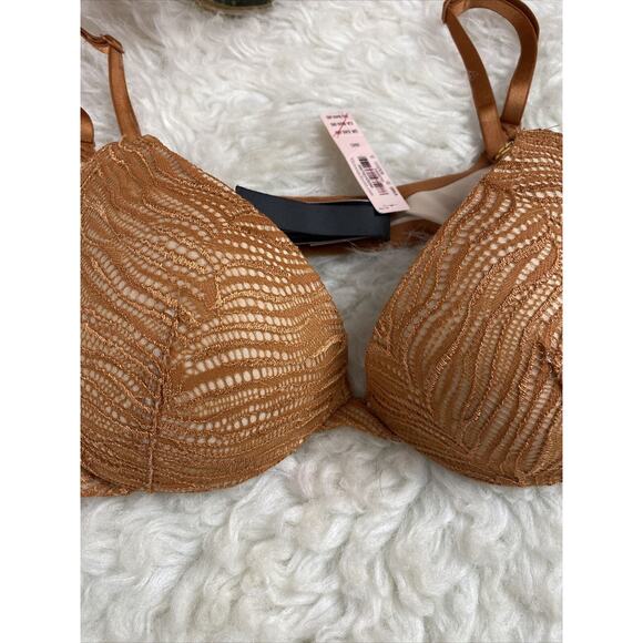 NWT VICTORIA SECRET VERY SEXY UPLIFT PLUNGE LACE BRA SZ 32C BROWN UNDERWIRED $49 - Picture 4 of 8
